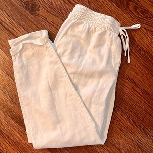 J. Crew Linen Drawstring Pants White
